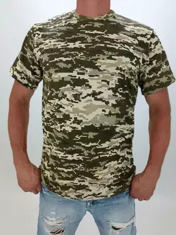 Мужская тактическая футболка камуфляж пиксель р.46 Зеленый (13914640-1)