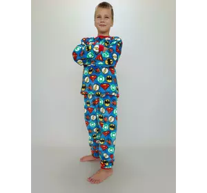 Пижама махровая на мальчика Бетмен 134см 36 Бирюзовая 54342762-1