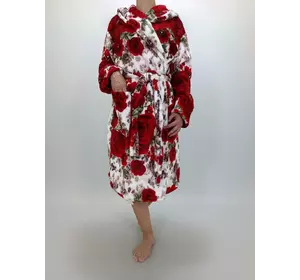 Женский махровый халат на запах  р.48 Красный (15672848-1)