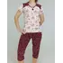 Пижама женская Бордовая Мелкий Рисунок  (Футболка+Бриджи) 50 (93104322-1)